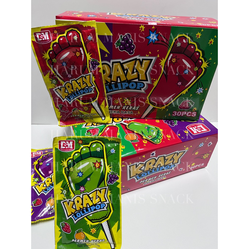 

DSM Krazy Lollipop Kaki Box Permen Keras Loli isi 30 pcs