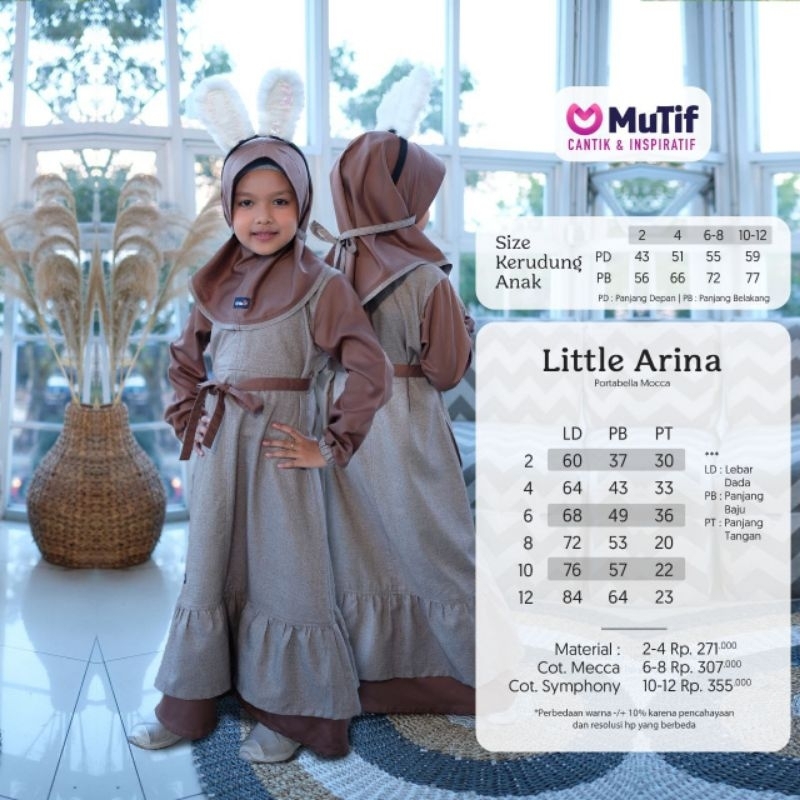 GAMIS ANAK MUTIF LT ARINA PORTABELLA MOCCA BY MUTIF