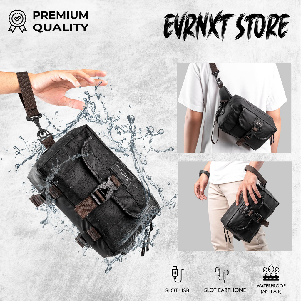 Sling Pouch Bag Tas Slempang Selempang Tangan Basic Kerja Kuliah Simpel Jalan Kantor Pria Cowok Tas Tangan Pegang Sling Bag Kondangan Waist Bag Waterproof Anti Air Keren Original