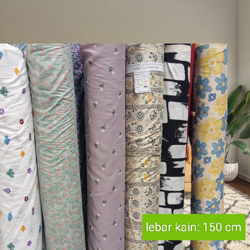 kain rayon viscose premium motif meteran bahan katun daster gamis baju tidur kemeja