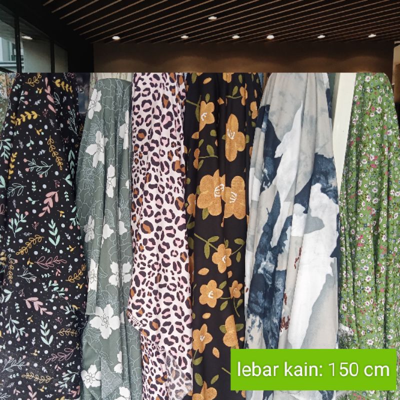 kain rayon viscose premium motif meteran bahan daster piyama gamis baju tidur