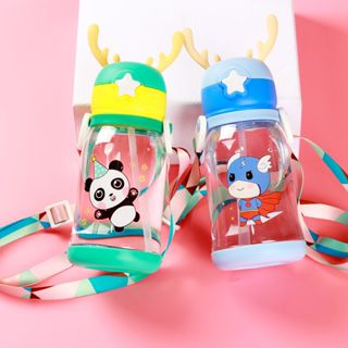 [COD] BOTOL MINUM PLASTIK ANAK SEDOTAN BOTOL MINUM ANAK SEKOLAH TK SD KARAKTER LUCU CUTE 610 ML FREE TALI PANJANG BENTUK TANDUK RUSA