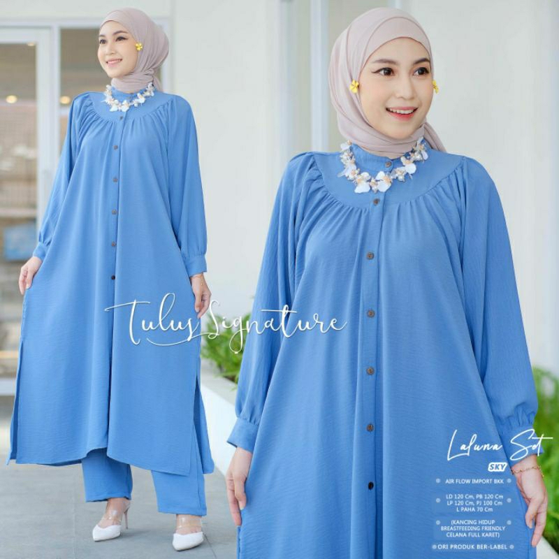 TULUS SIGNATURE Laluna set polos jumbo ld 130 set wanita crinkle premium kancing hidup busui friendl