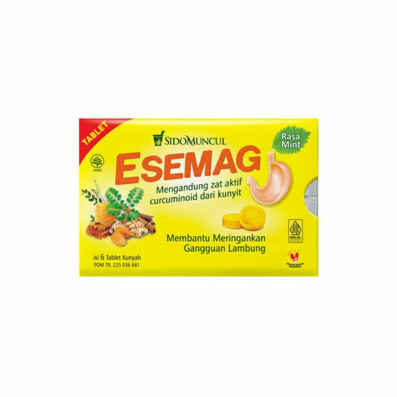 Esemag Tablet SidoMuncul rasa mint / herbal untuk mengatasi gangguan lambung / Sido Muncul