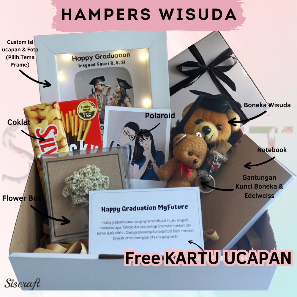 

Hadiah Wisuda | Kado Wisuda | Hampers Wisuda | Gift Box Wisuda | Kado Graduation | Hampers Graduation | Kado Sidang Kelulusan Sempro Graduation Gift Boneka Wisuda | Gift Box Snack