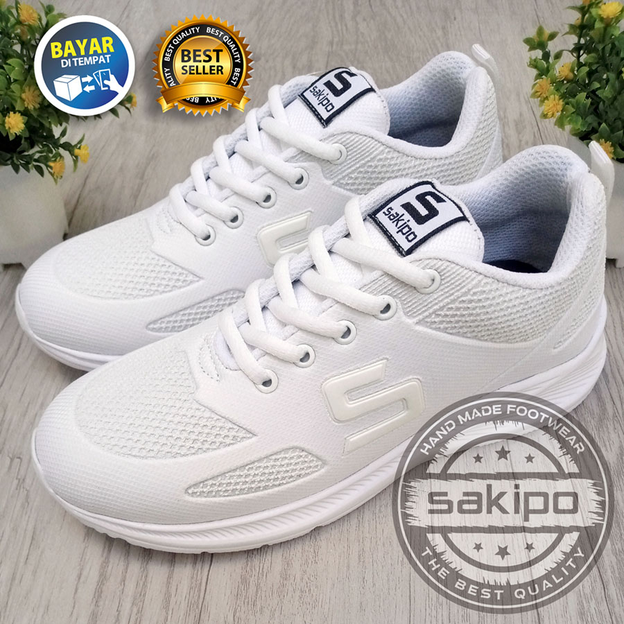 PROMO 6.6 !! SEPATU OLAHRAGA LARI PUTIH / SEPATU OLAHRAGA OUTDOOR PRIA WANITA / SEPATU LARI JOGGING / SEPATU SENAM FITNES DAN GYM PUTIH / SEPATU GERAK JALAN 17 AGUSTUS KEMERDEKAAN / SAKIPO