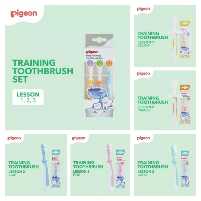 Pigeon Training Toothbrush Lesson 1/2/3 / 123 Set - Sikat Gigi Anak