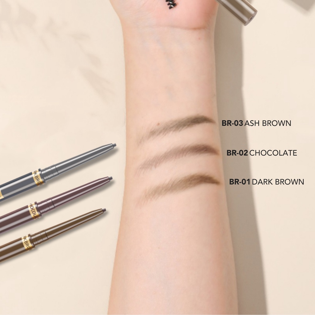 YOU Extra Slim Eyebrow Pencil Indonesia / Pensil Alis 0.06g / 1.5mm Tip Dual-End Brow Pencil / Camellia Extract Fluffy Effect / Long Lasting Waterproof Tahan Lama Anti Air / Dark Brown Chocolate Ash Brown Black Coklat / Cosmetic Eye Make Up / Y.O.U Series