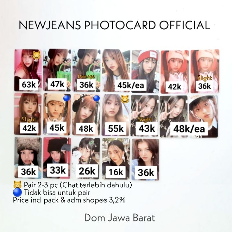 NEWJEANS Official Photocard Minji Hanni Danielle Hyein Haerin wevers wv omg ditto attention 1st ep m