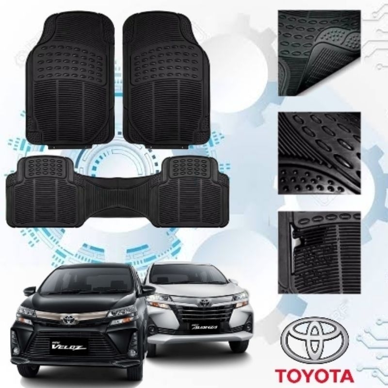 Karpet Mobil Toyota Avanza Veloz 1 set 3 pcs Hitam/Karpet Karet Lantai Mobil Continental