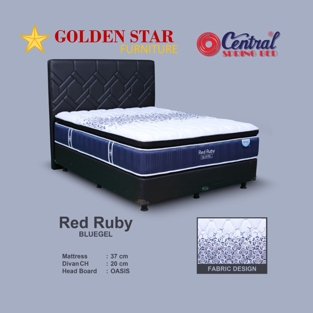 Springbed Central Gold Red Ruby Pocket - Bed Set headboard Oasis