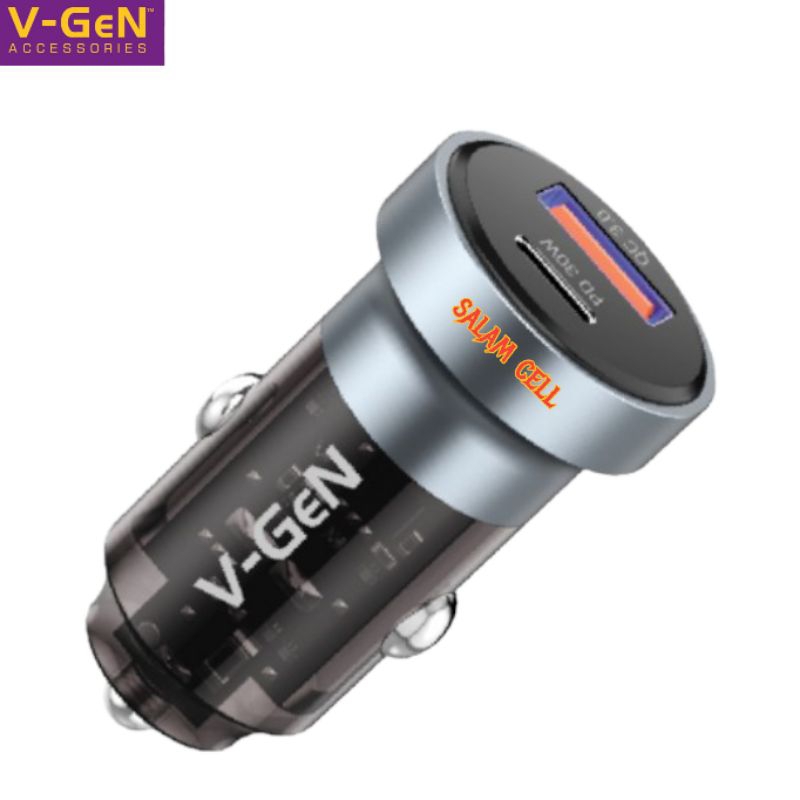 Charger Mobil V-Gen VCC2-35Fast Car Charger USB 2 PORTPD30WQC3.0LED Indicator Original