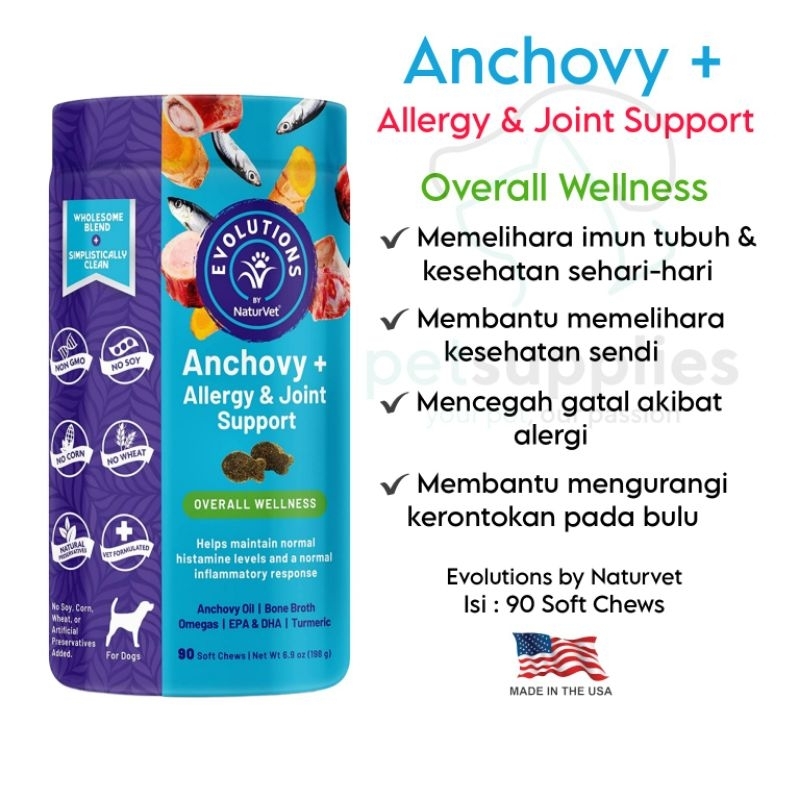 Vitamin Anjing Evolutions ANCHOVY+ Allergy &amp; Joint Support USA