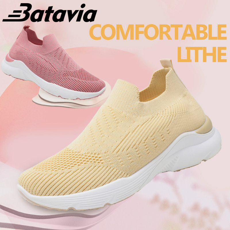 Batavia import sepatu fashion wanita rajutan sepatu olahraga wanita slip on sepatu kasual sepatu kasual terbaru high-end nyaman sepatu wanita kasual A24