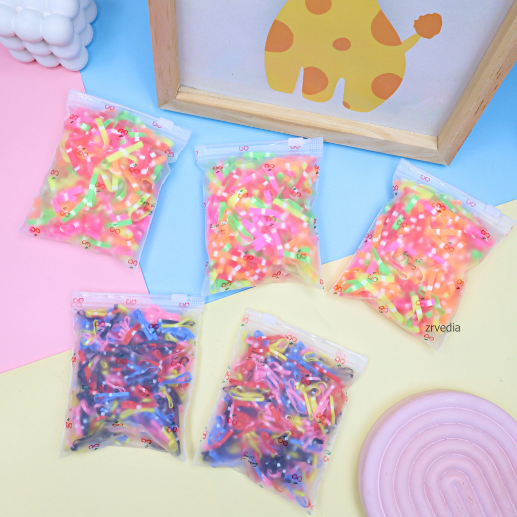(ISI 1000) Karet Jepang Anak Perempuan Ikat Rambut Kuncir Kunciran / Import Aksesoris Rambut Hair Tie Balita Bayi Warna Warni Mini Kiosbalitaaprillia