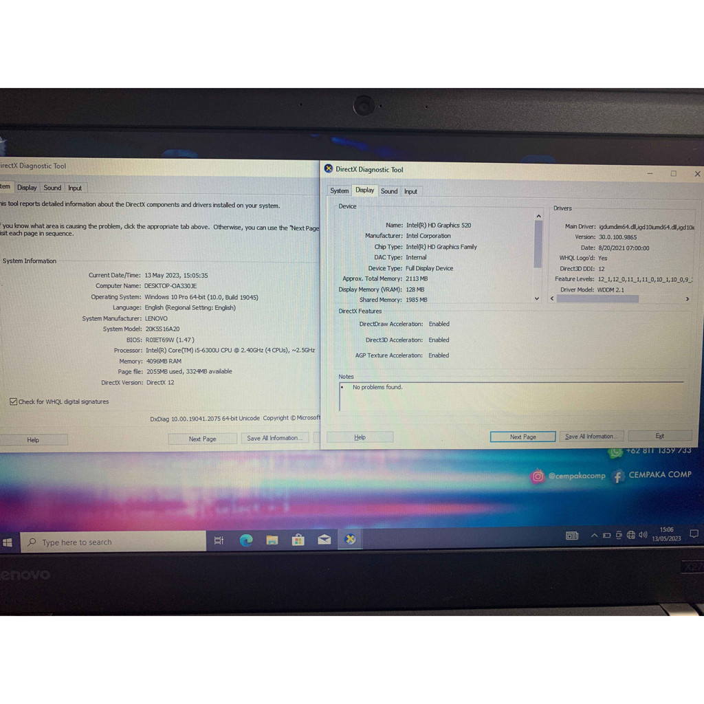 Lenovo ThinkPad X270 Core i5-6300U 4GB SSD 256GB