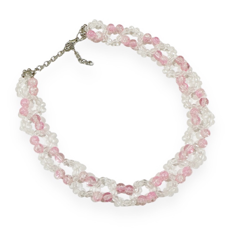 Shynka Cracked Beads Choker Necklace Pearl Kalung Mutiara Anyam Crystal