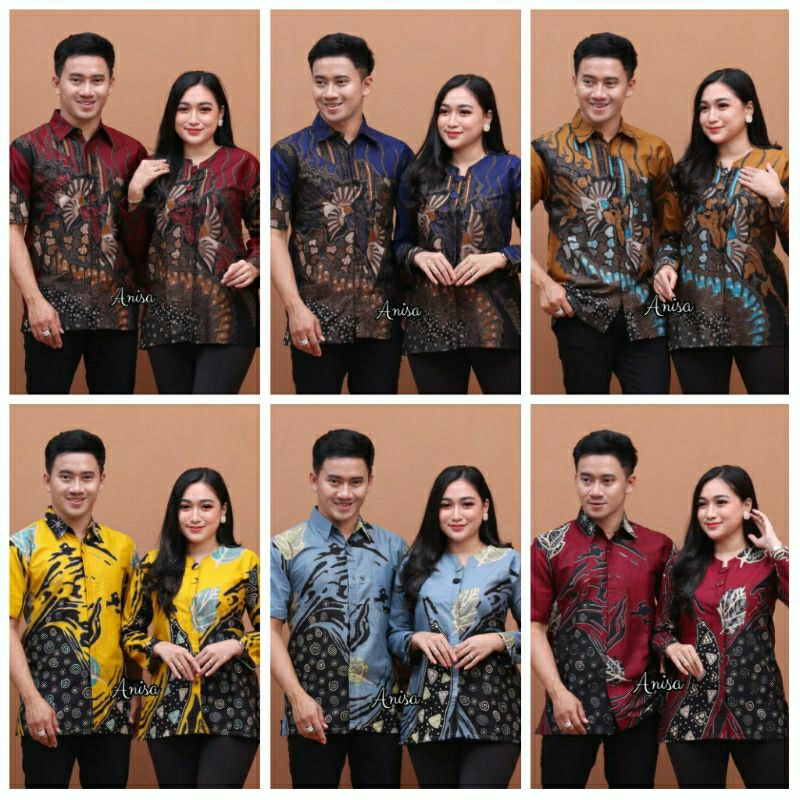 BAJU BATIK COUPLE MODERN Monalisa Genes MERAH BIRU TOSCA UNGU ORANGE M, L, XL, XXL,katun