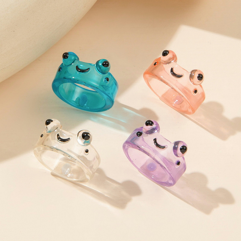 COD❤️Katak Resin Cincin Warna-warni Kepribadian Hewan Kartun Cincin Jari Lucu- cl