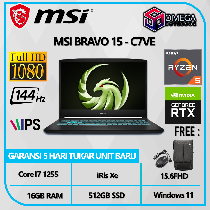 MSI Bravo 15 C7VF / C7VE Ryzen 7 7735HS 16GB 512GB RTX4060 8GB 15.6FHD IPS 144HZ Windows 11