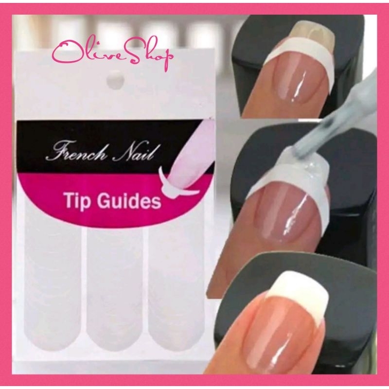 OliveShop ❤️ Sticker Stiker Putih Manicure Nail Art Tip Guide