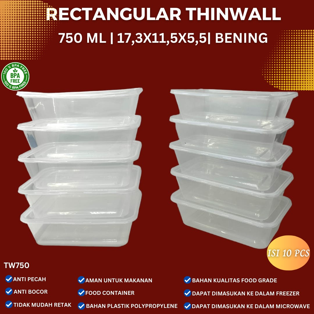 Thinwall 750 Ml Food Containe (Isi 10 Pcs-TW750)