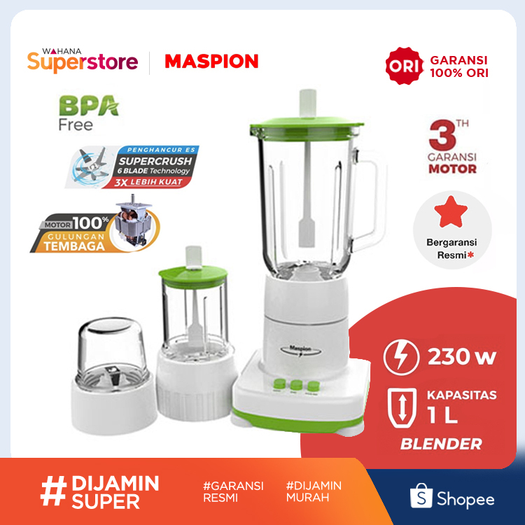 Maspion Blender Gelas Kaca 3in1 1 Liter - MT1214 | MT-1214