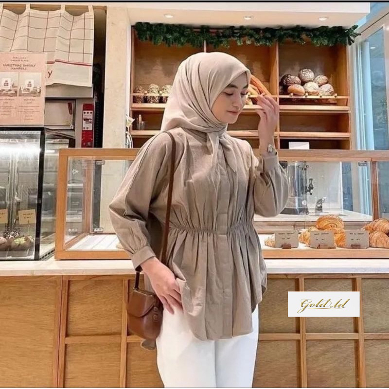 Alya Shirt - Atasan Wanita - Kemeja Kerut Depan - Kemeja Wanita - Oversize - Kemeja Linen - Kemeja Kantor - Kemeja Viral - Kemeja Terbaru