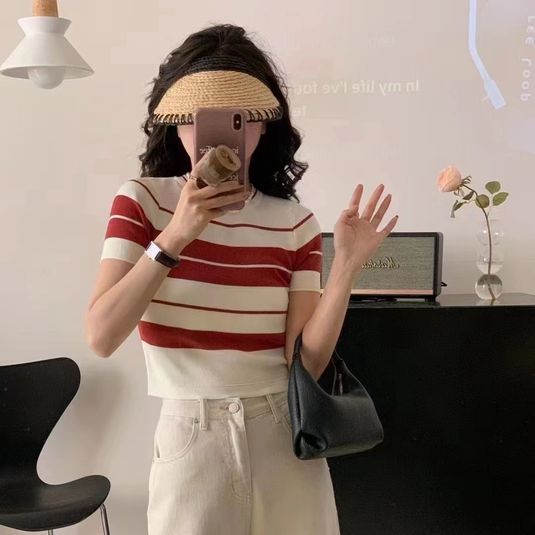 Calista Top Striped Knit Import - Atasan Wanita Rajut Import TM (20165)