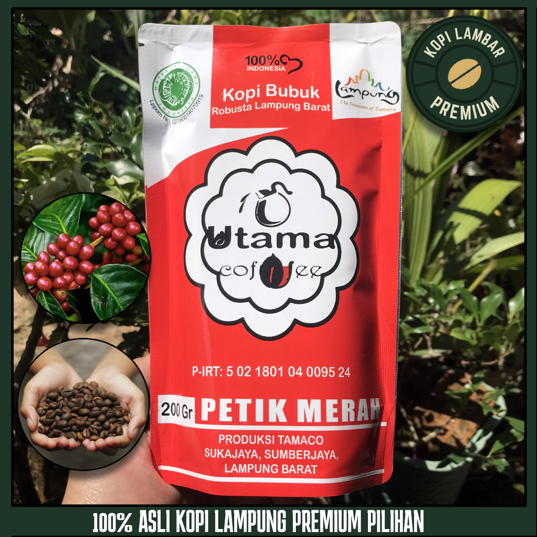 

[Utama] KOPI PETIK MERAH ROBUSTA PREMIUM ASLI LAMPUNG Oiriginal 100% 200 Gram, Kopi Bubuk 99,9% PETIK MERAH