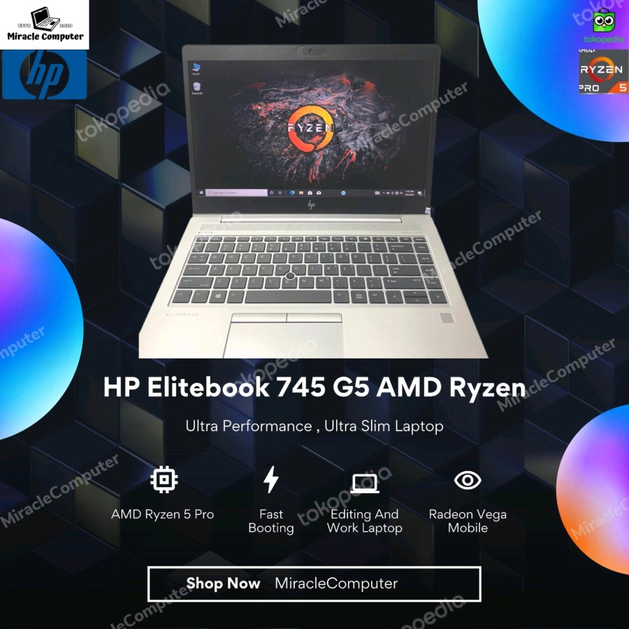 HP Elitebook 745 G6 AMD Ryzen 5 PRO RAM 32GB Full HD IPS Slim Murah