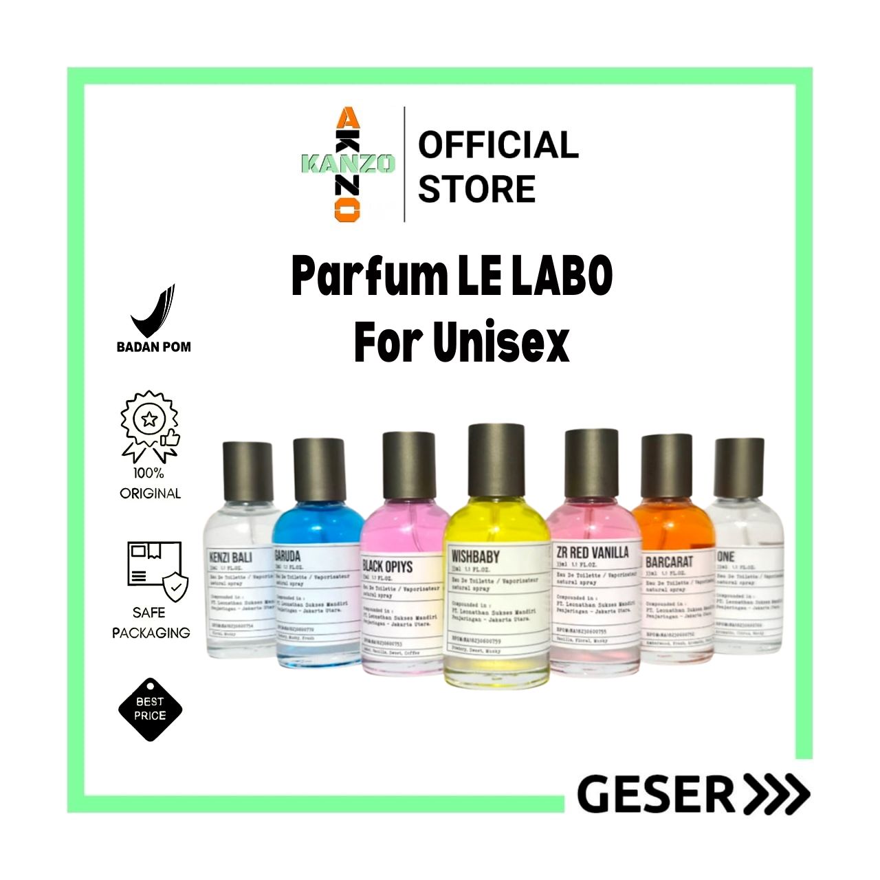 Kanzo - [BPOM] Parfum Lelabo 33ml Premium / Parfum Nagita Slavina 33ml Best Seller / Parfum Lelabo Barcarat 33ml Unisex