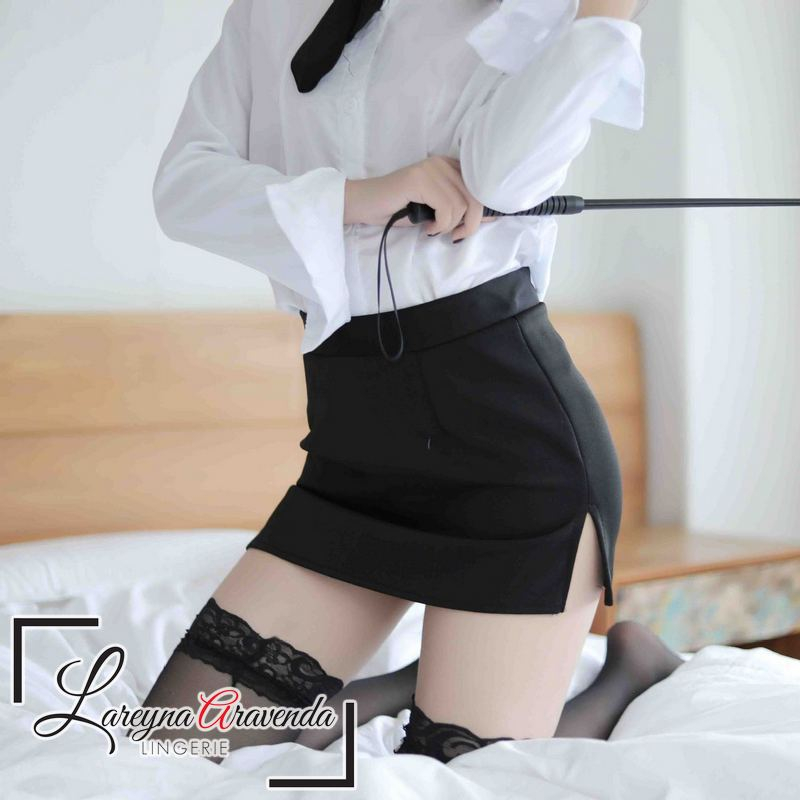 Lareyna Aravenda Set Lingerie + Dasi Seksi Model Cosplay Sexy Secretary LG277