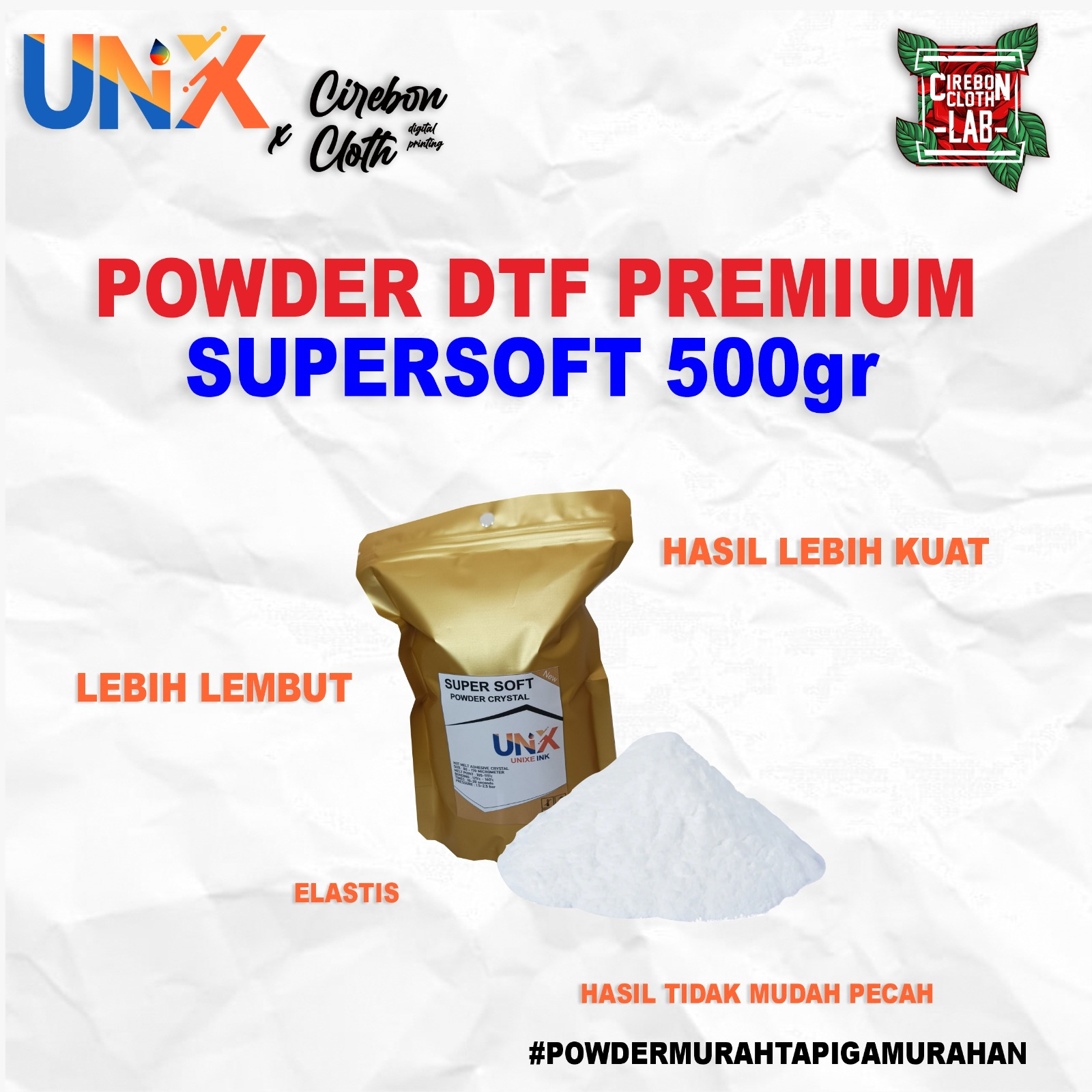 Hotmelt Powder UNX TPU Premium Super Soft for DTF 500gr