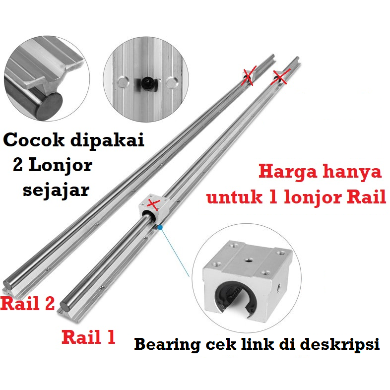 [HAEBOT] Rail SBR16 SBR 16 1cm Rel Linear Shaft As 16mm CNC Stainless Steel Part Slider As Batang Industri Plasma Router Mesin Mekanik