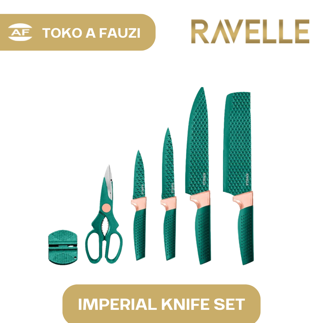 RAVELLE Imperial Knife Set 6 in 1 - Pisau Dapur Anti Lengket Stainless Steel