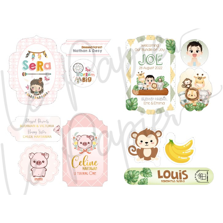 

Custom Cetak Label Hang Tag Souvenir Hampers Birthday / Hang Tag Ulang Tahun / Tedak Siten / Aqiqah