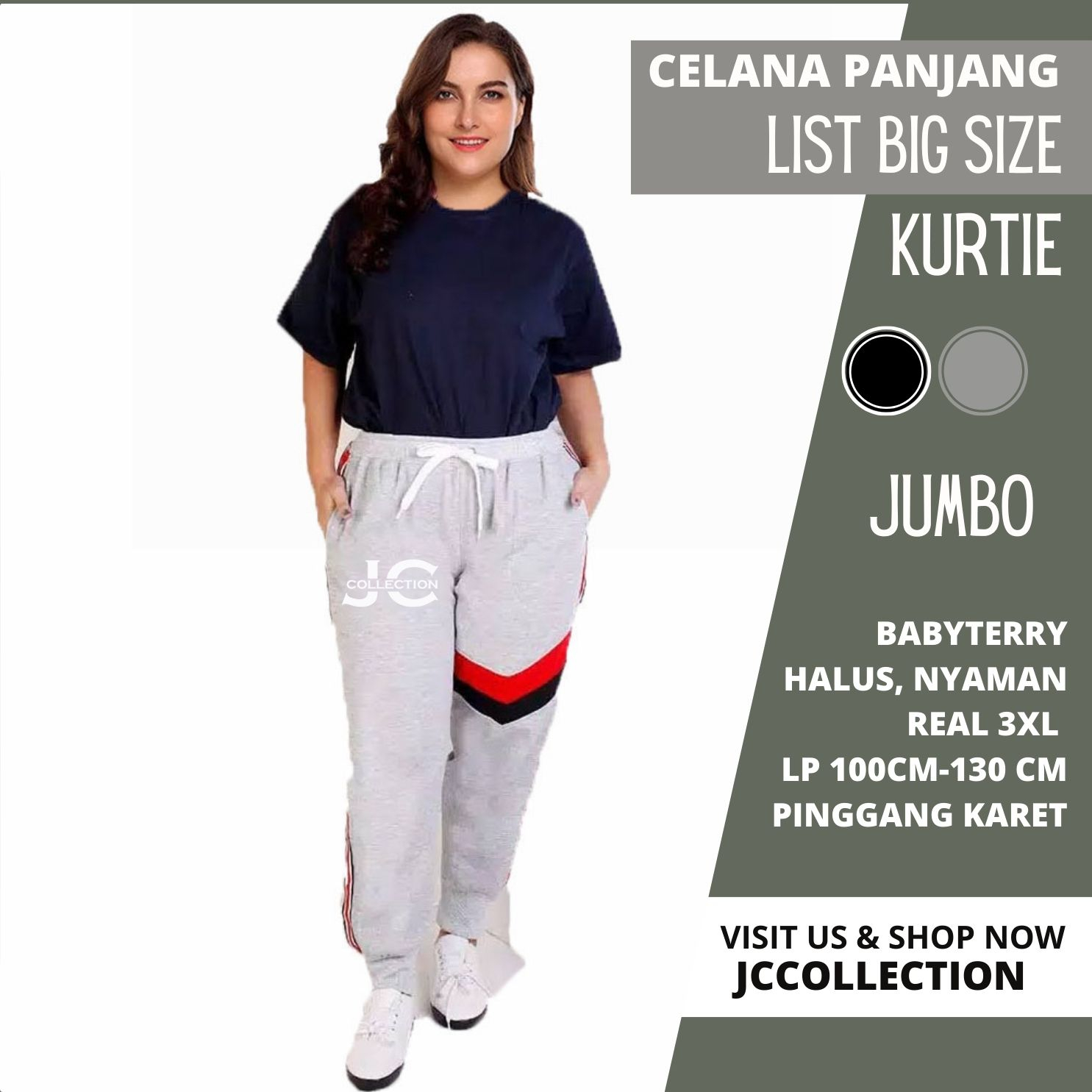 Celana  Wanita JUmbo 3XL Jogger  Big Size Ketrin / Long Joger Pants Woman - JCCollections