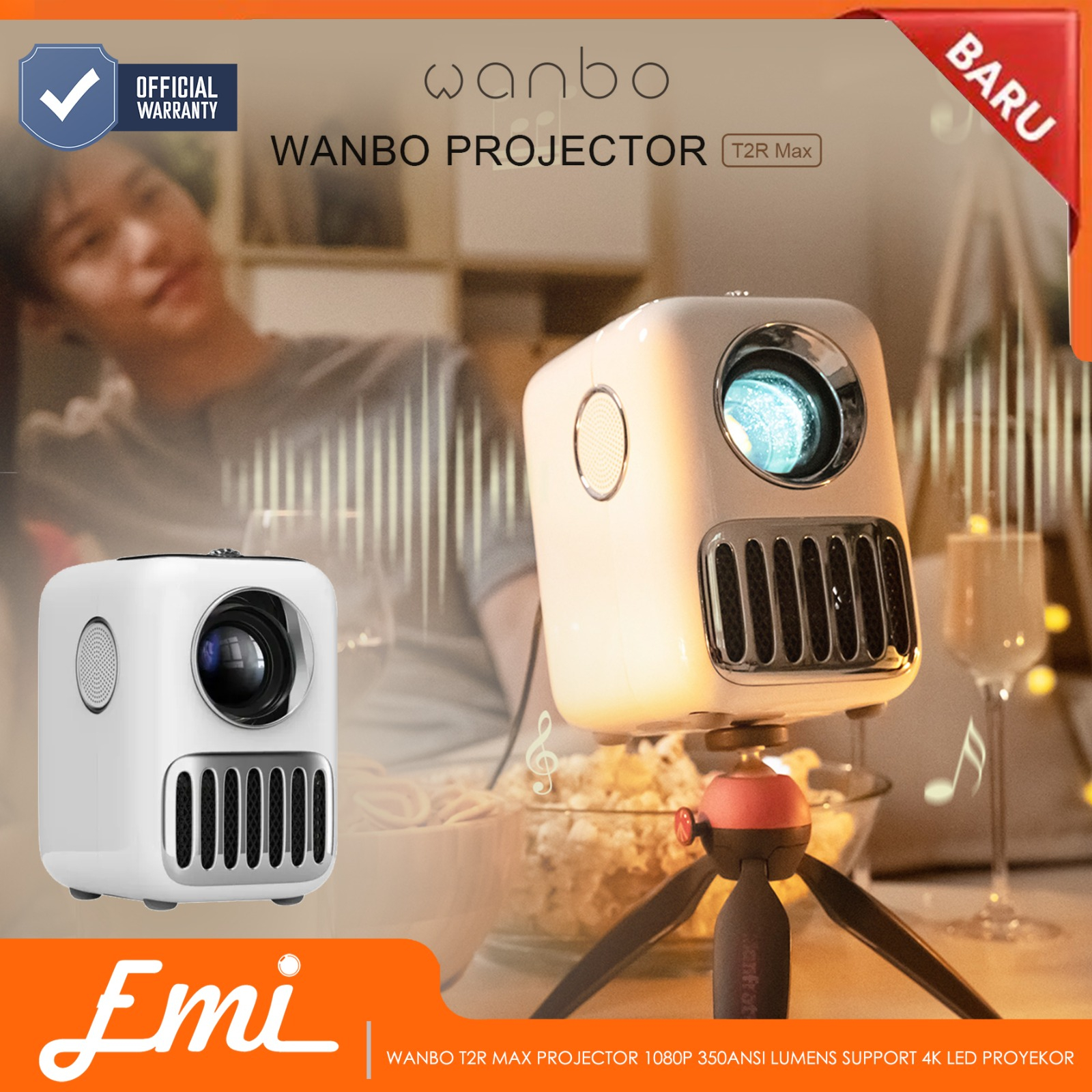 Wanbo T2R Max Android Projector 1080P 350ANSI Lumens Support 4K LED