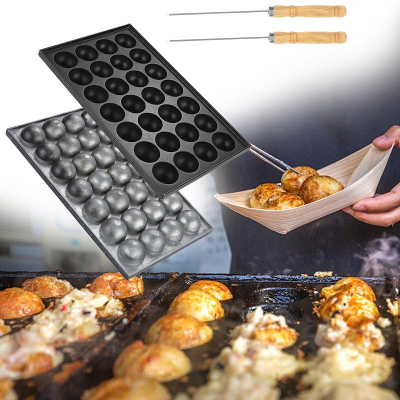 Anti Lengket Cetakan Kue Takoyaki 28 Lubang Octopus Meat Balls Mold