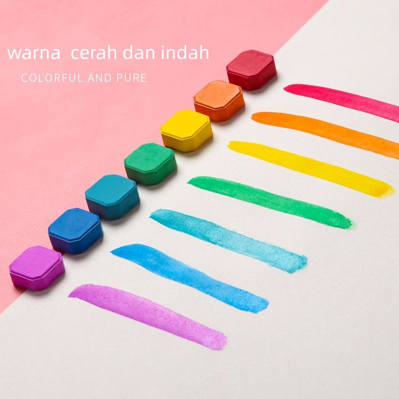 【COD】Cat Air Warna 48 Warna /Alat Cat Air Warna Per Set /  48 Watercolor Set( Sudah Termasuk Kuas Dan Kertas Lukis)