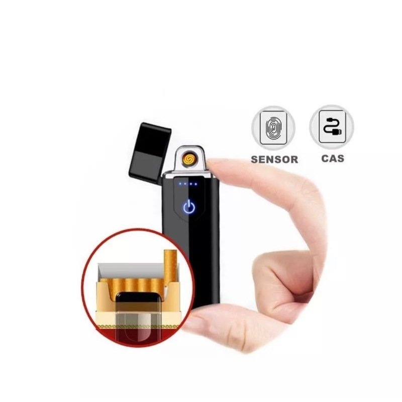KOREK API ELEKTRIK / MANCIS FINGERPRINT TOUCH LED  ELECTRIC LIGHTER RECHARGEABLE / Finger Print Cas Isi Ulang