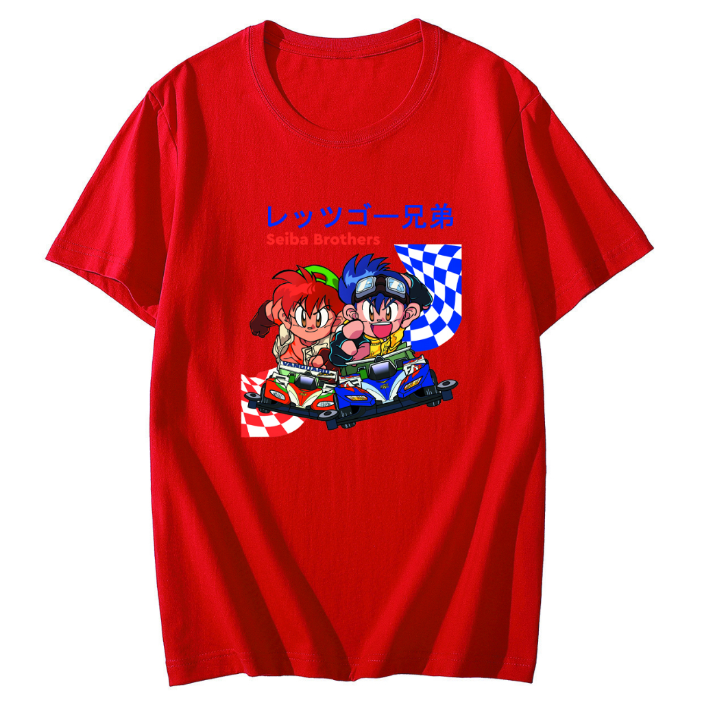 LUVfashion Dewasa Kaos TAMIYA Anime Let's And GO! WGP SEIBA BROTHERS MAGNUM &amp; SONIC Unisex (Pria &amp; Wanita) Cotton Combed 30s