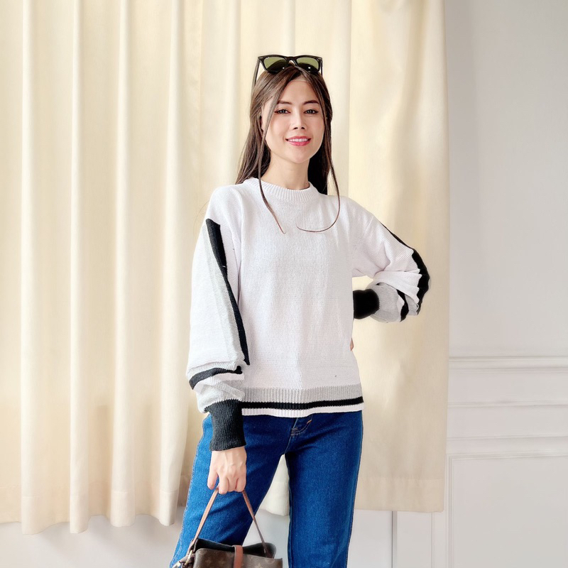 AFI - EC - RJT Kyuna Sweater Rajut Crop top Knit Wanita  Oversize Murah Halus Korean Style