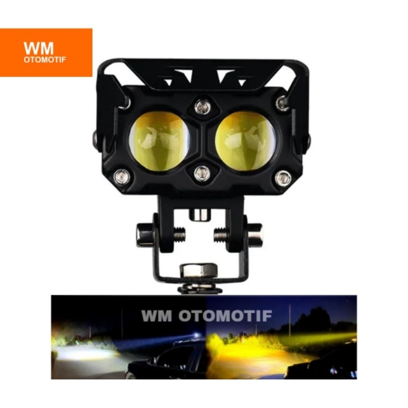 Lampu Tembak Lasergun 24 Volt SQL 2 3 Mata LED SQL2 SQL3 Truk Bus Canter Putih Kuning 2 Warna OWL D2 Hi Lo CWL Mini Driving Motor Mobil High Low Laser Gun Offroad Bar Cree Jauh Dekat Dim Truck Bis Fuso Ragasa Traktor Tronton Alat Berat Foglamp Worklight