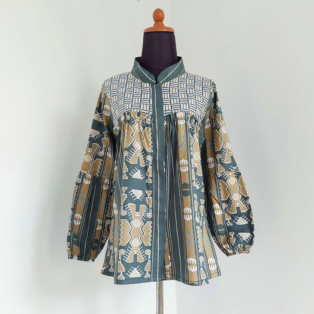 Baju Batik Wanita Modern Atasan Blouse Batik Kerja Kantor Wanita Seragam Batik M L XL XXL