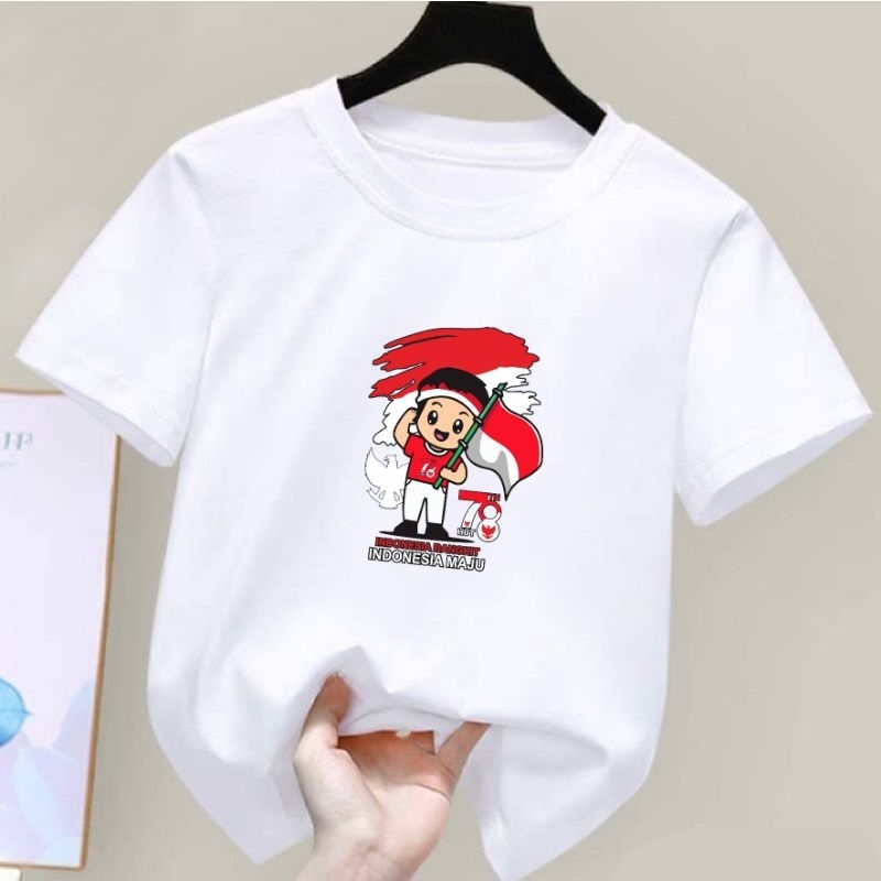 kaos anak anak  17 AGUSTUS DIRGAHAYU 2023 INDONESIA MAJU  size s m l xl