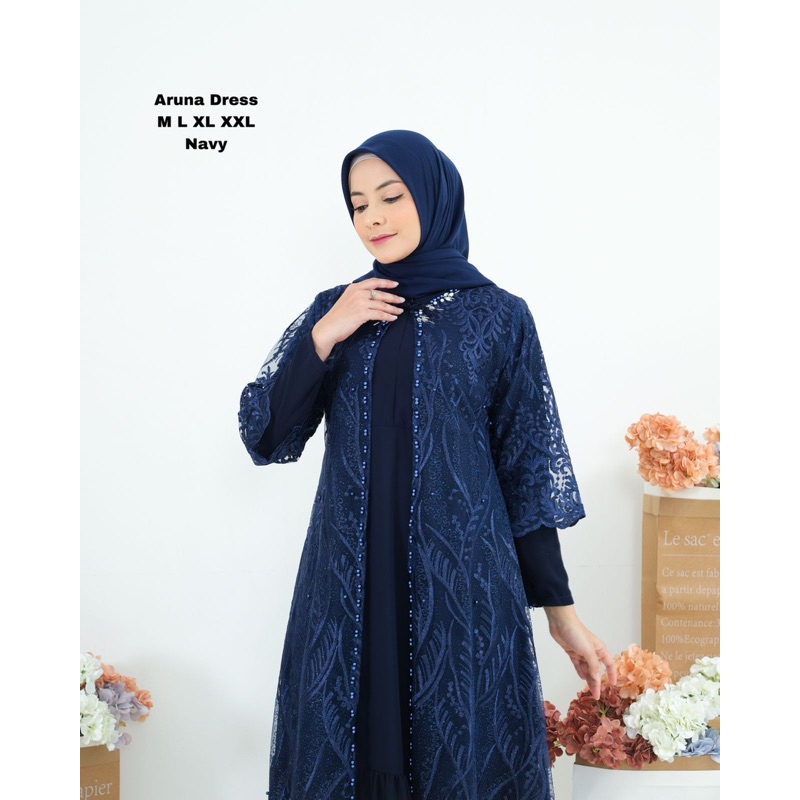 AZURAH SCRAF // COD ARUNA DRESS ORIGINAL / GAMIS PESTA MODERN / GAMIS MEWAH BAHAN TULLE SAPTO KOMBINASI PAYET / GAMIS KEKINIAN / GAMIS KONDANGAN / GAMIS PREMIUM / BAJU GAMIS WANITA / DRESS KONDANGAN / DRESS BROKAT TULLE / BAJU GAMIS TERLARIS