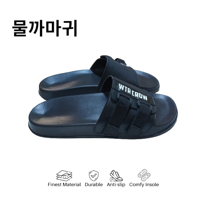 Sandal Slide Pria Slip On Simple Ringan Hitam