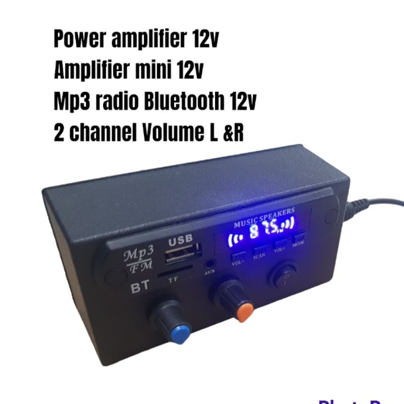 AMPLI MINI BLUETOOTH 12V 2 CHANNEL VOLUME L VOLUME R / Power Ampli mini rakitan 12v DC dengan Mp3 bl